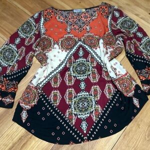 Elegant Figueroa & Flower Bohemian Patchwork Blouse size L